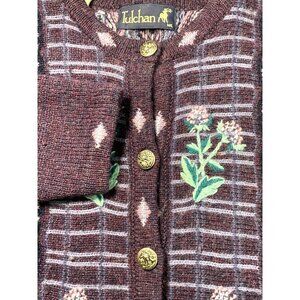 Tulchan Womens Wool Cardigan With Floral Embroidery & Gold Buttons Size M/L Mulb